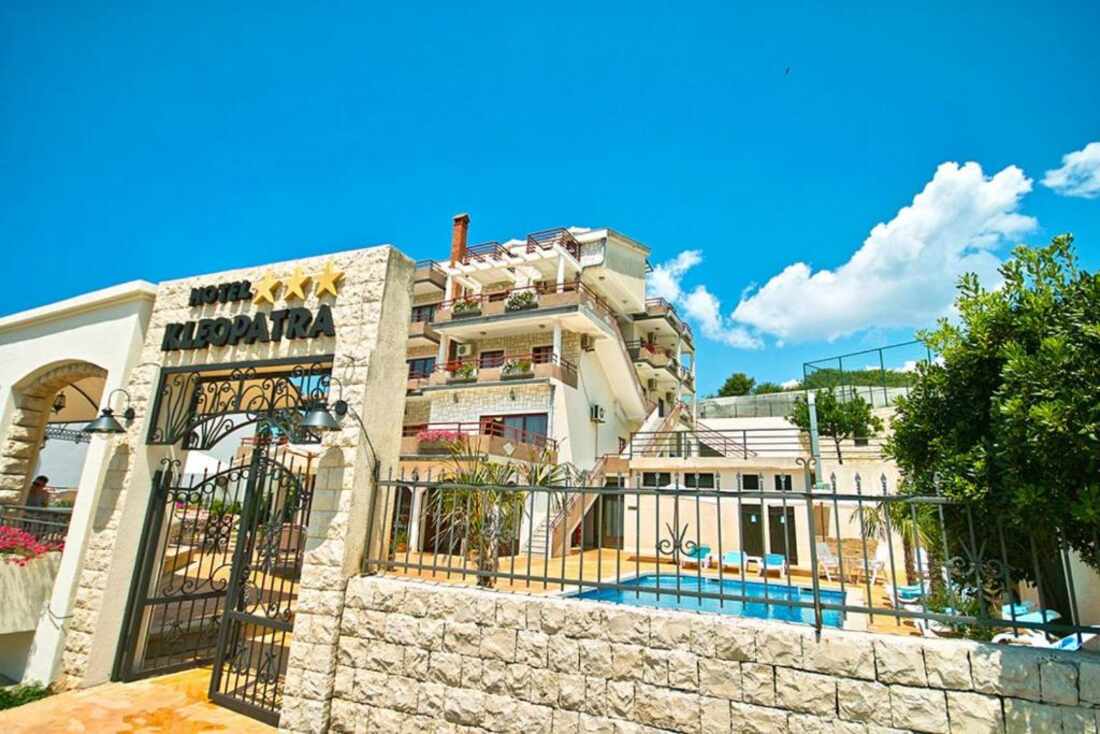 Entrance gate of H Kleopatra hotel in Ulcinj